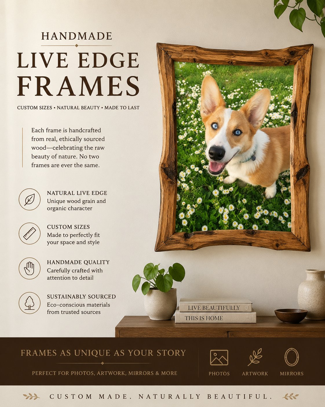 Live edge frame on sale